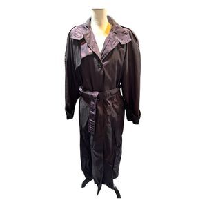 Vintage Women's PurpleTrench Coat Size 8 Long Button Casual Solid